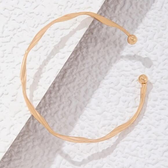 NEW NORDSTROM REVOLVE Gold Ball Slim Band Twisted Bracelet Bangle Cuff Jewelry - Picture 12 of 12